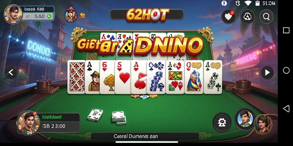 Screenshot gameplay 62HOT yang menampilkan keseruan bermain Domino.