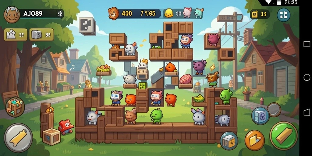 Screenshot gameplay AJO89 menampilkan tantangan puzzle yang seru.