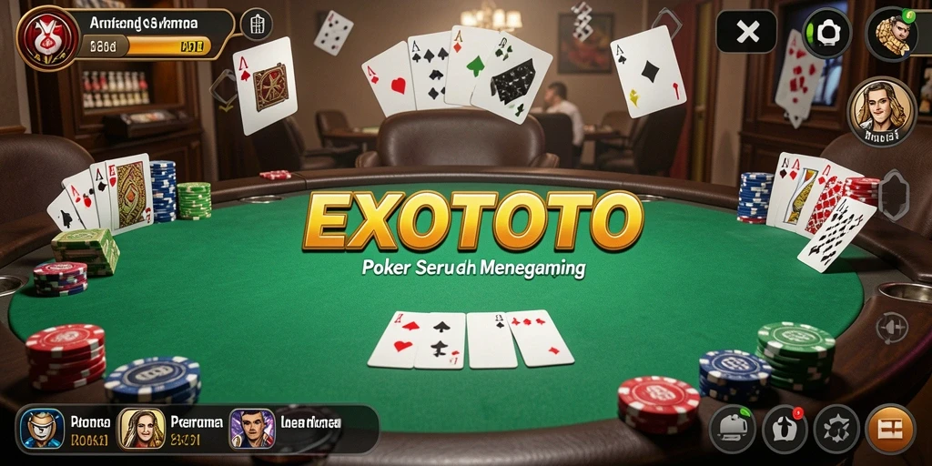 Tampilan permainan Poker yang mengasyikkan dan menegangkan dalam EXOTOTO.