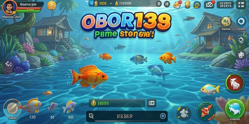 Screenshot utama OBOR138 yang menampilkan aksi memancing yang seru.
